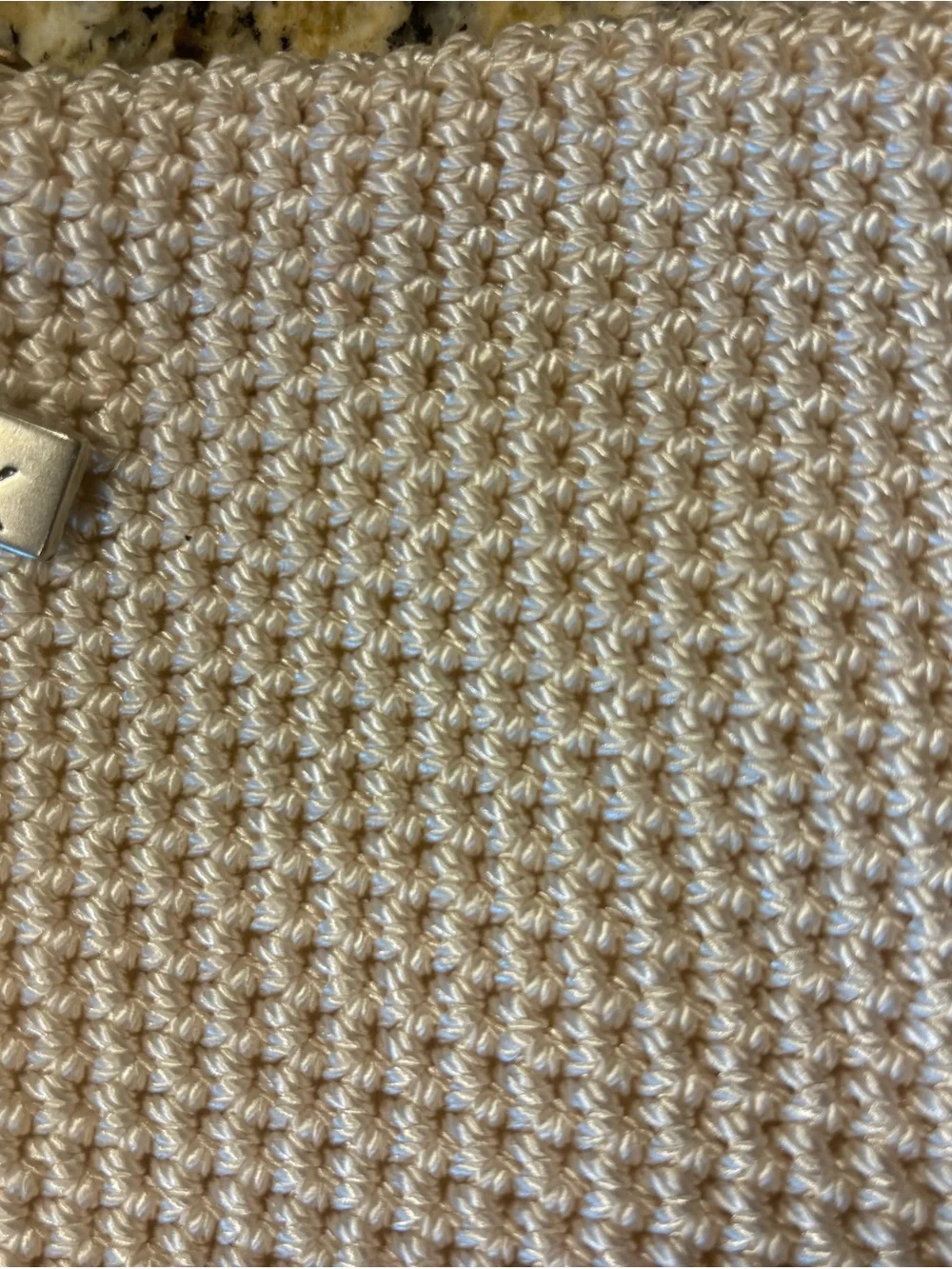 The Sak Vintage Cream Crochet Shoulder Hobo Bag 9” x 10”